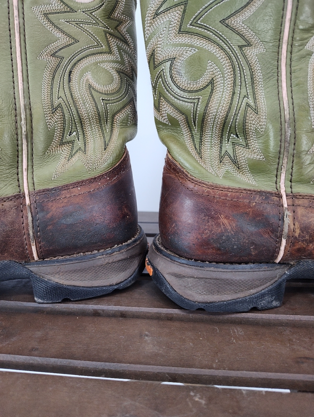 Durango Women's Brown Leather Cowboy Boots with Green Shaft Size 10M - Picture 5 of 9